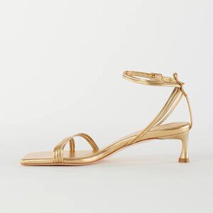 Tibi Metallic Nappa Harper Sandal, gold, 35